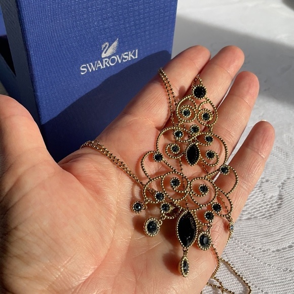 Signed Swarovski Chandelier Style Crystal Necklace - Picture 4 of 16